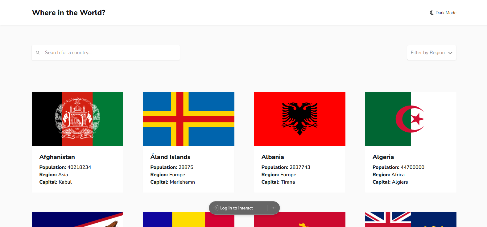 REST Countries API app built by Otolorin Jubril — Next.js with search and dark mode