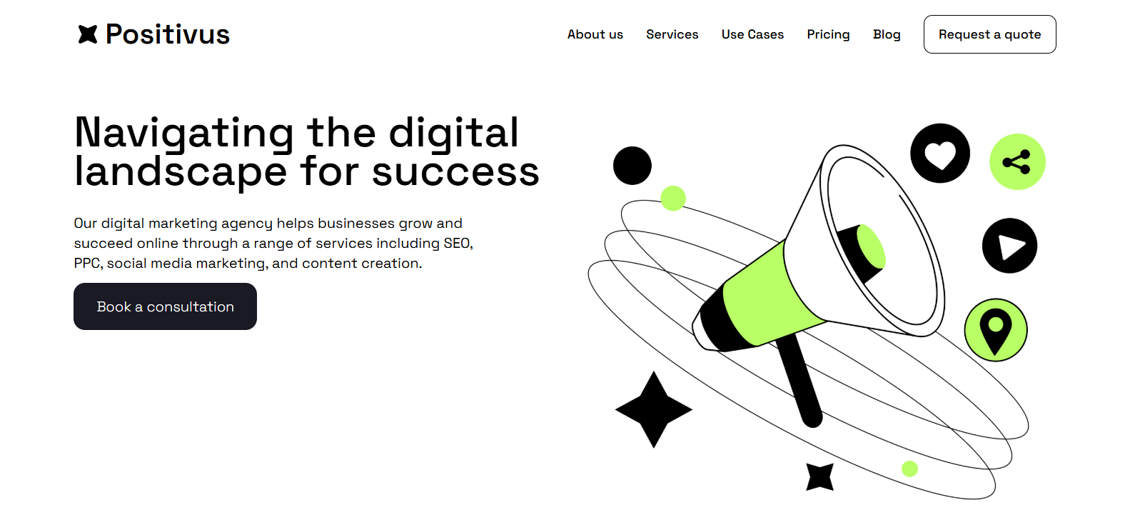 Positivus landing page project built by Otolorin Jubril — Next.js with dynamic animations